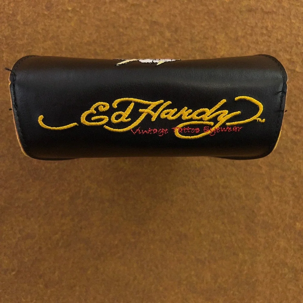 Ed Hardy Unisex OS Black Sheriff Dragon Embroidered Eyewear Sunglasses Case